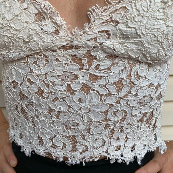 Zara white lace top, side zipper, thin straps, size XS - Picture 2 of 6